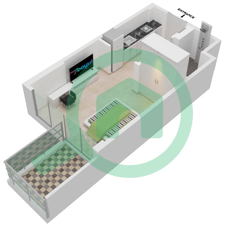 Azizi Riviera 24 - Studio Apartment Unit 11 FLOOR 2,4,6,8 Floor plan Floor 2,4,6,8 interactive3D