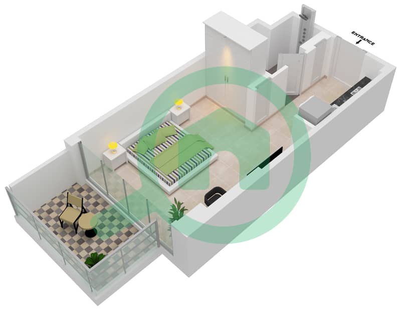 Azizi Riviera 24 - Studio Apartment Unit 12 FLOOR 2,4,6,8 Floor plan Floor 2,4,6,8 interactive3D