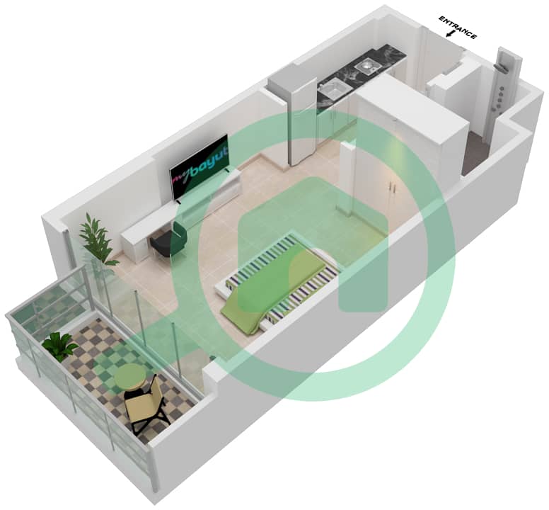 Azizi Riviera 24 - Studio Apartment Unit 13 FLOOR 2,4,6,8 Floor plan Floor 2,4,6,8 interactive3D