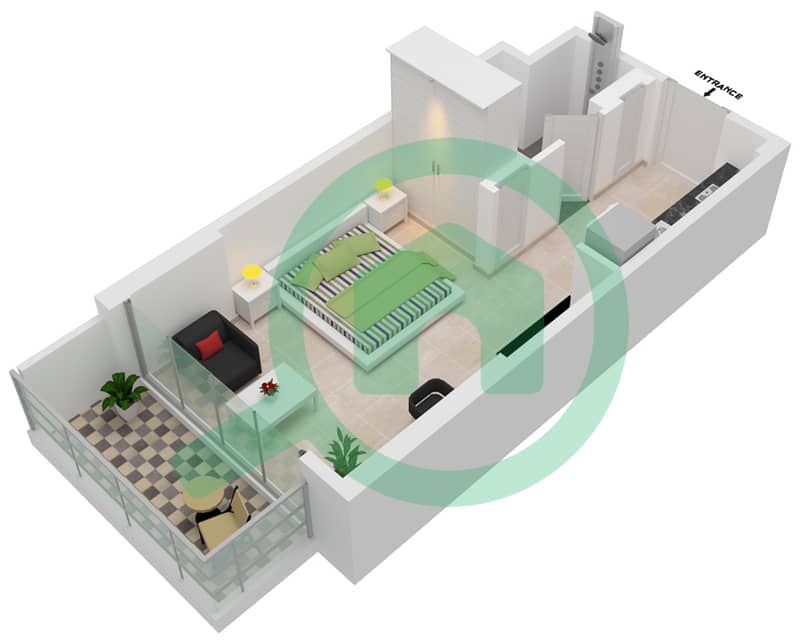 المخططات الطابقية لتصميم الوحدة 14 FLOOR 2,4,6,8 شقة  - عزيزي ريفييرا 24 Floor 2,4,6,8 interactive3D