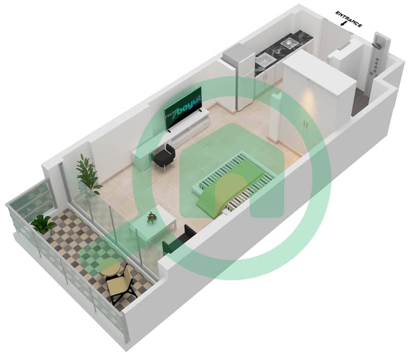 المخططات الطابقية لتصميم الوحدة 15 FLOOR 2,4,6,8 شقة استوديو - عزيزي ريفييرا 24 Floor 2,4,6,8 interactive3D
