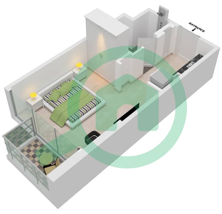 Azizi Riviera 24 - Studio Apartment Unit 17 FLOOR 2,4,6,8 Floor plan Floor 2,4,6,8 interactive3D