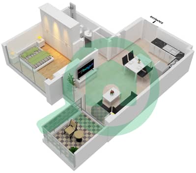 Азизи Ривьера 24 - Апартамент 1 Спальня планировка Единица измерения 9 FLOOR 2,4,6,8