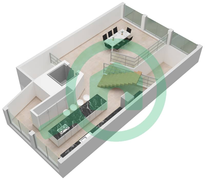 Иксора - Вилла 4 Cпальни планировка Тип A RIGHT First Floor interactive3D