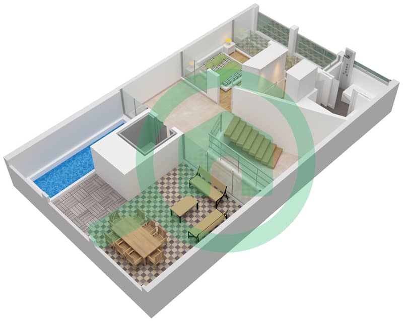 Ixora - 4 Bedroom Villa Type A RIGHT Floor plan Roof interactive3D