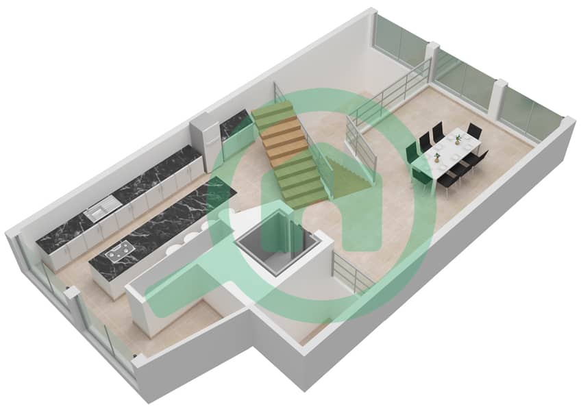 伊克苏拉公寓 - 4 卧室别墅类型A LEFT戶型图 First Floor interactive3D
