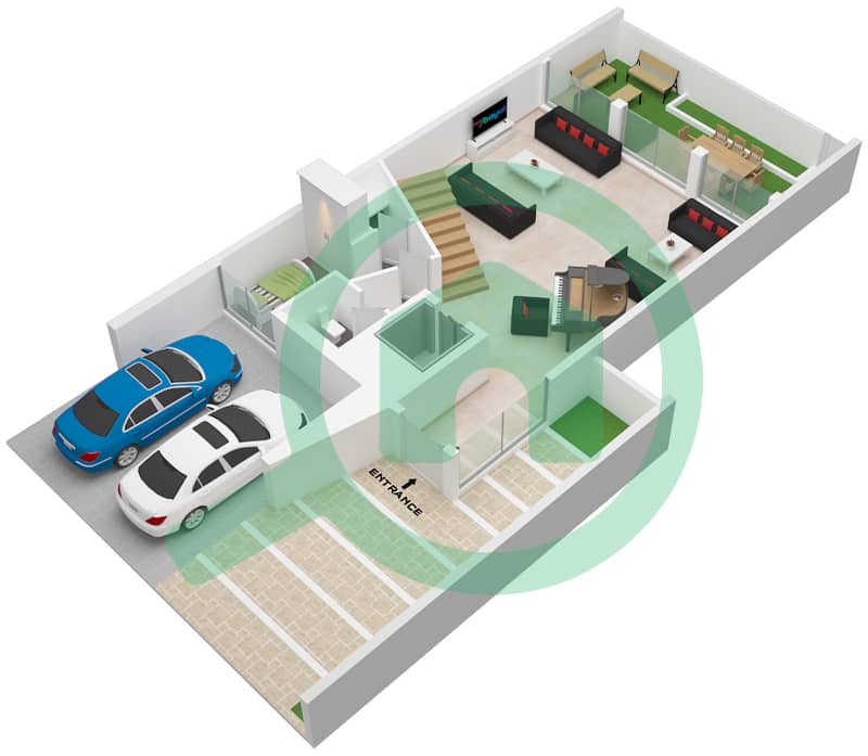 Иксора - Вилла 4 Cпальни планировка Тип B LEFT Ground Floor interactive3D