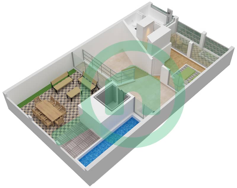 Иксора - Вилла 4 Cпальни планировка Тип B LEFT Roof interactive3D