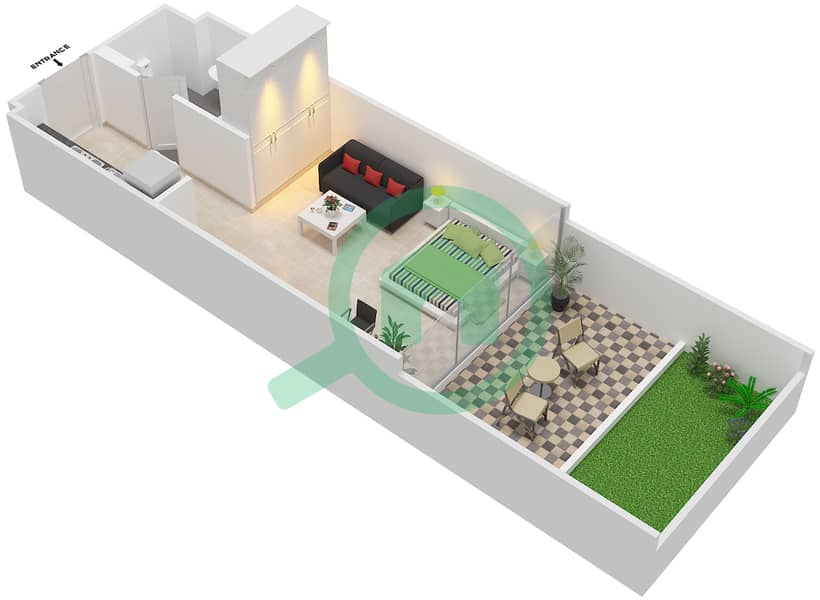 المخططات الطابقية لتصميم الوحدة 04 FIRST FLOOR شقة استوديو - شايستا عزيزي First Floor interactive3D