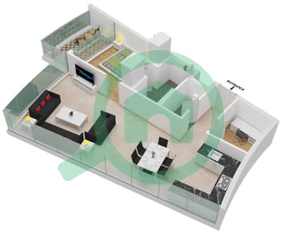 المخططات الطابقية لتصميم النموذج 11 FLOOR 64 شقة 1 غرفة نوم - الصفا 2
