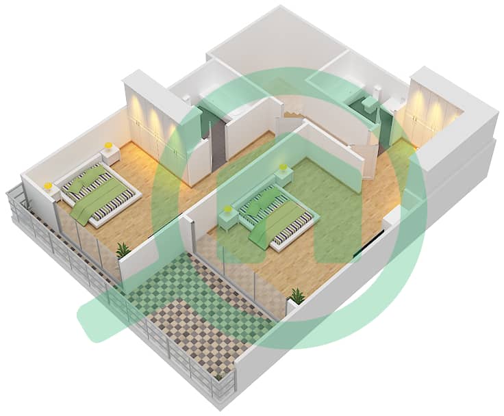 高尔夫地平线社区 - 联排别墅类型D-GROUND FLOOR戶型图 Podium Floor interactive3D