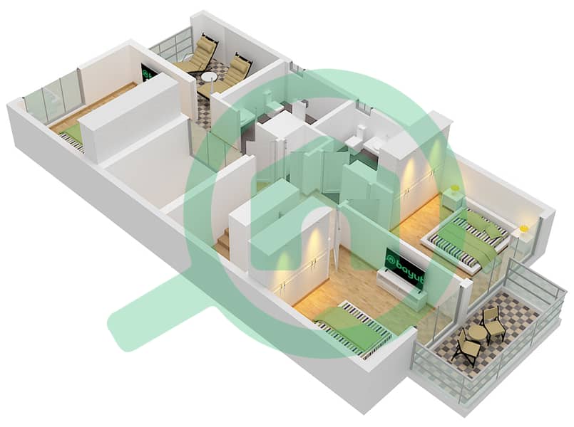 Bliss - 3 Bedroom Townhouse Type/unit DUPLEX 2-MIDDLE(IVORY) Floor plan First Floor interactive3D