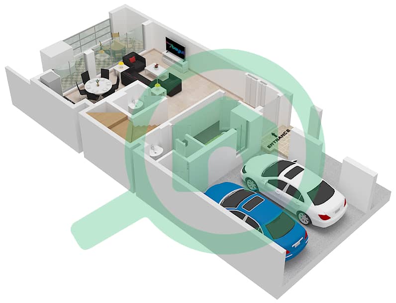 Bliss - 3 Bedroom Townhouse Type/unit DUPLEX 1-MIDDLE(AMBER) Floor plan Ground Floor interactive3D