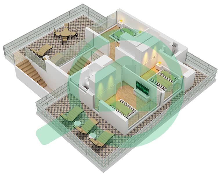 Bliss - 4 Bedroom Townhouse Type/unit DUPLEX 1-END 1(AMBER) Floor plan First Floor interactive3D