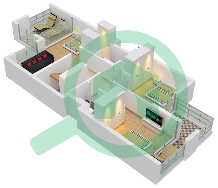 Bliss - 4 Bedroom Townhouse Type/unit TRIPLEX-MIDDLE(IVORY) Floor plan First Floor interactive3D