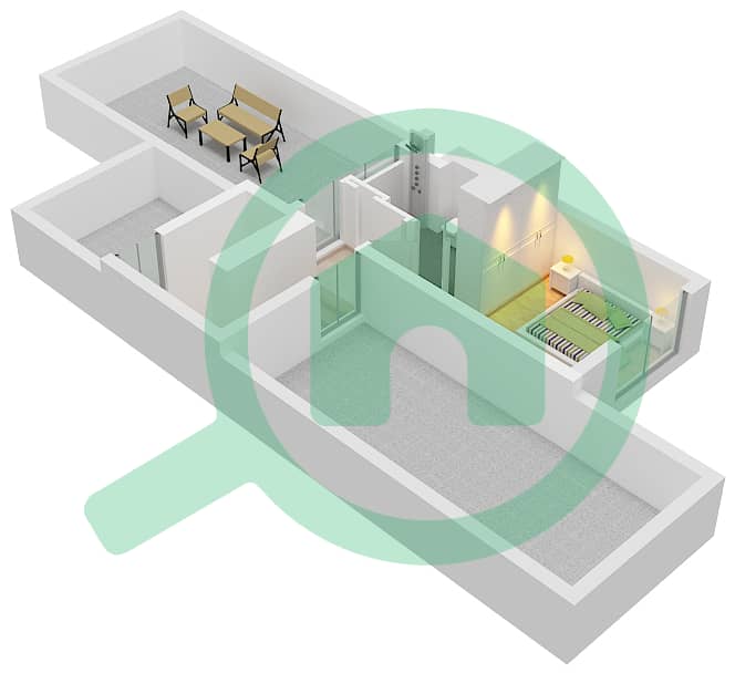 المخططات الطابقية لتصميم النموذج / الوحدة TRIPLEX-MIDDLE(IVORY) تاون هاوس 4 غرف نوم - بلِس Roof interactive3D