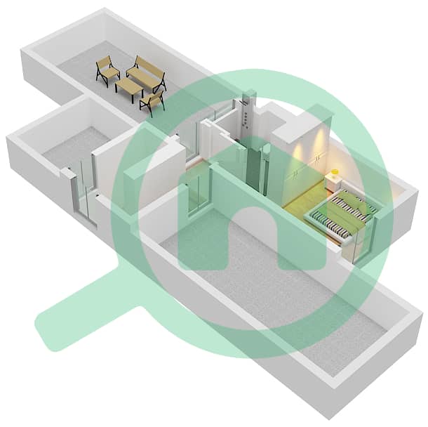 المخططات الطابقية لتصميم النموذج / الوحدة TRIPLEX-END 1(AMBER) تاون هاوس 4 غرف نوم - بلِس Roof interactive3D