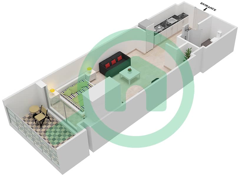 المخططات الطابقية لتصميم النموذج / الوحدة S1/20 FLOOR-1-3 شقة استوديو - بانثيون إليزيه I Floor-1-3 interactive3D