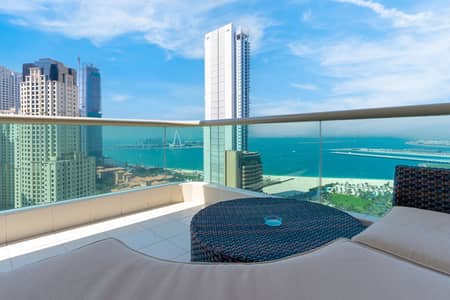 2 Bedroom Apartment for Rent in Dubai Marina, Dubai - Full Sea-View I 5 min to Beach + Extra Bed