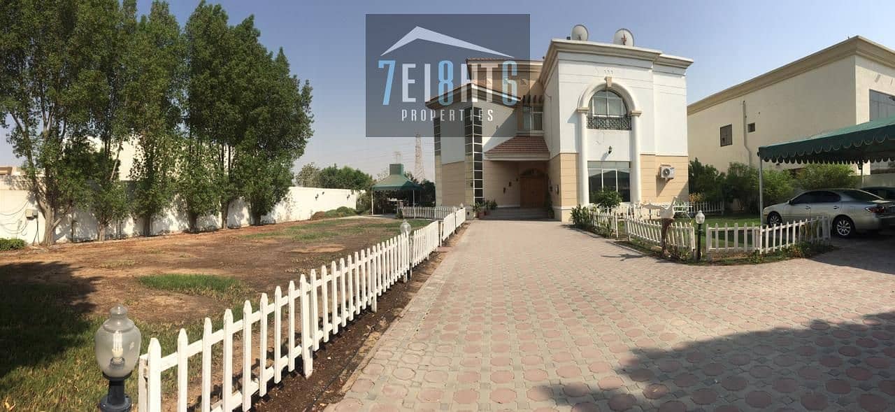 Burj Khalifa with sunrise view: 5 b/r independent villa + maids room + stunning garden for rent in Nad Al Hamar