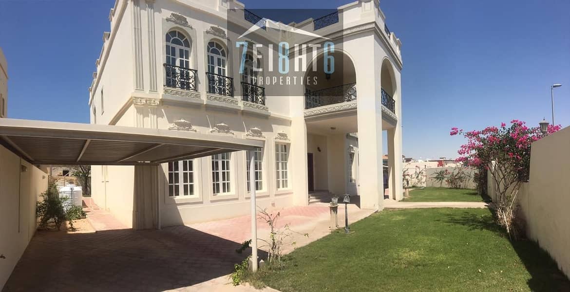 5 Bedroom independent villa + maid room + driver room + private swimming pool + landscaped garden for rent in Barsha 2