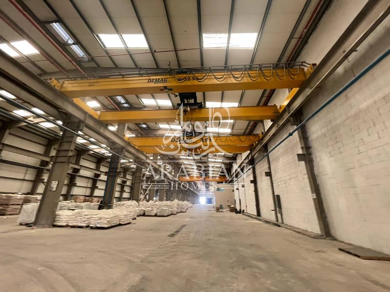 6,745sq. m Warehouse with 95-Ton Capacity Crane + Open Yard in Al Mafraq Industrial Area