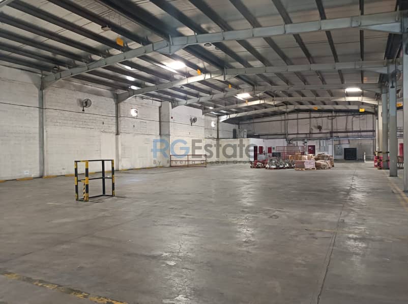 Versatile Warehouse Space: 70,000 Sqft with Office, Loading Bay, and Open Yard for Rent in Nad Al Hammar