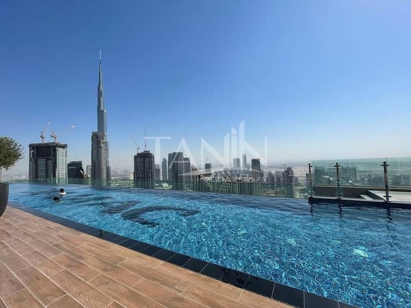 Infinity Pool with Burj Khalifa View | 2 BR apartment residence