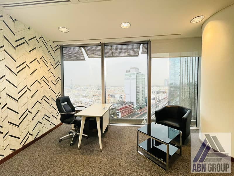 Corporate Ambiance Executive Office With All Amenities | Fully Furnished | Vibrant View | Prime Location | DED Approved | No Hidden Charges