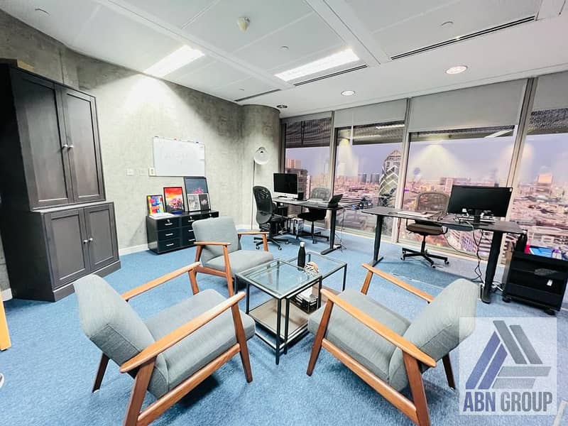 Top -Notch Executive Office With Panoramic | Corporate  Ambiance |Fully Furnished | Prime Location |  Annual Contract | DED Approved|