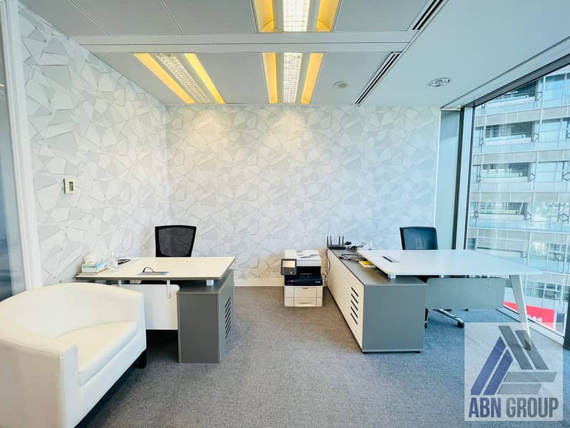 Top -Notch Executive Office With All Amenities | Corporate  Ambiance |Fully Furnished | Prime Location |  Annual Contract | DED Approved|