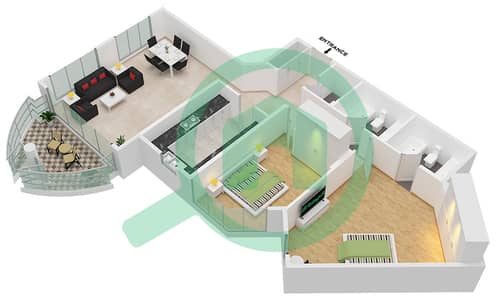 Al Nahda 1 - 2 Bedroom Apartment Unit 204 Floor plan