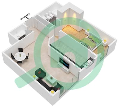 Al Nahda 1 - 1 Bedroom Apartment Unit 206 Floor plan