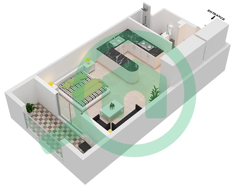 Al Khail Gate Phase 1 - Studio Apartment Type/unit 1/111 Floor plan interactive3D