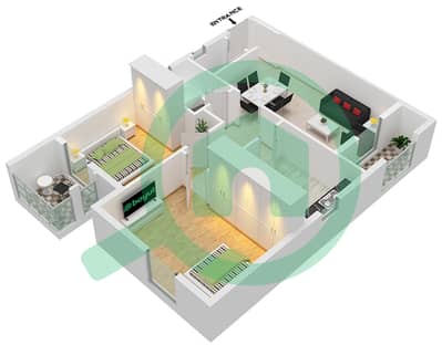 Al Khail Gate Phase 1 - 2 Bedroom Apartment Type/unit 2/115 Floor plan