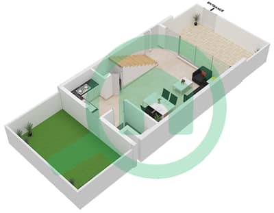 المخططات الطابقية لتصميم النموذج D تاون هاوس 1 غرفة نوم - ركان 3