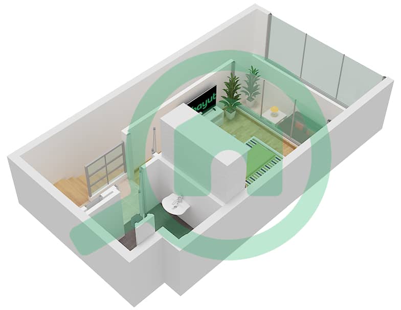 المخططات الطابقية لتصميم النموذج A تاون هاوس 1 غرفة نوم - ركان 3 First Floor interactive3D