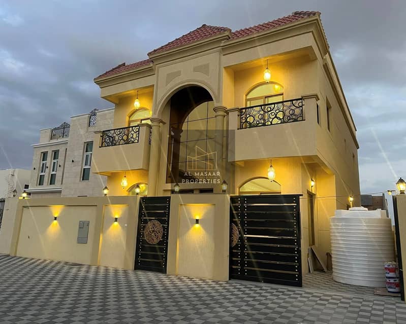 At a snapshot price and without down payment, a villa near the mosque, one of the most luxurious villas in Ajman, with a palace design, super deluxe f