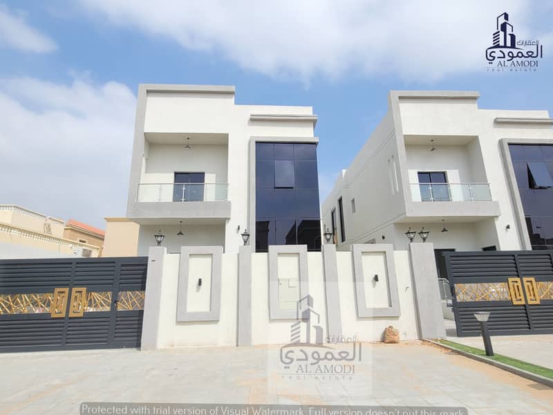 For sale, villa at an excellent price, without down payment, a villa near the mosque, one of the most luxurious villas in Ajman, with a modern design,