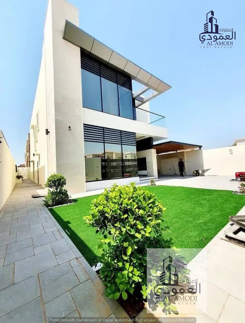 Villa for sale, one of the most luxurious Ajman villas, modern personal building and finishing, super deluxe, building area and very large rooms, free