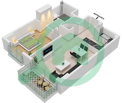 المخططات الطابقية لتصميم النموذج C2-FLOOR 2-7 شقة 1 غرفة نوم - ميرتل