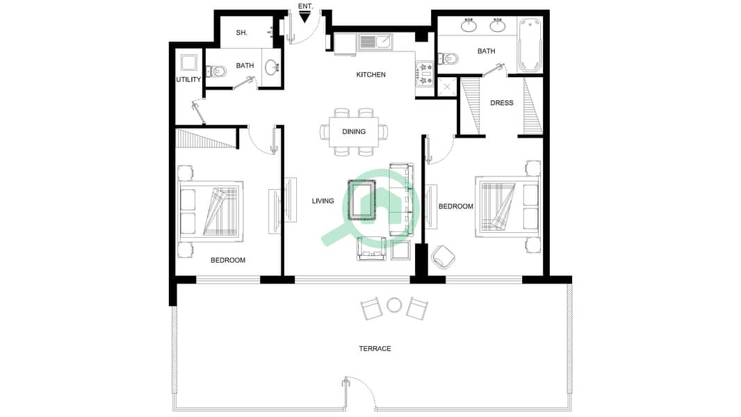 Myrtle - 2 Bedroom Apartment Type C1-FLOOR 1 Floor plan interactive3D