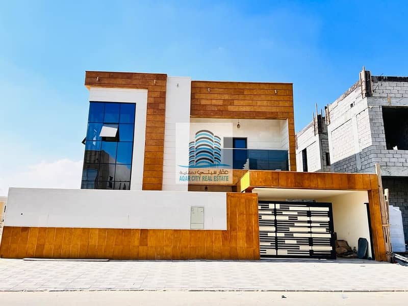 For rent a new Ajman villa, the first liver with air conditioners is very excellent finishing at a p