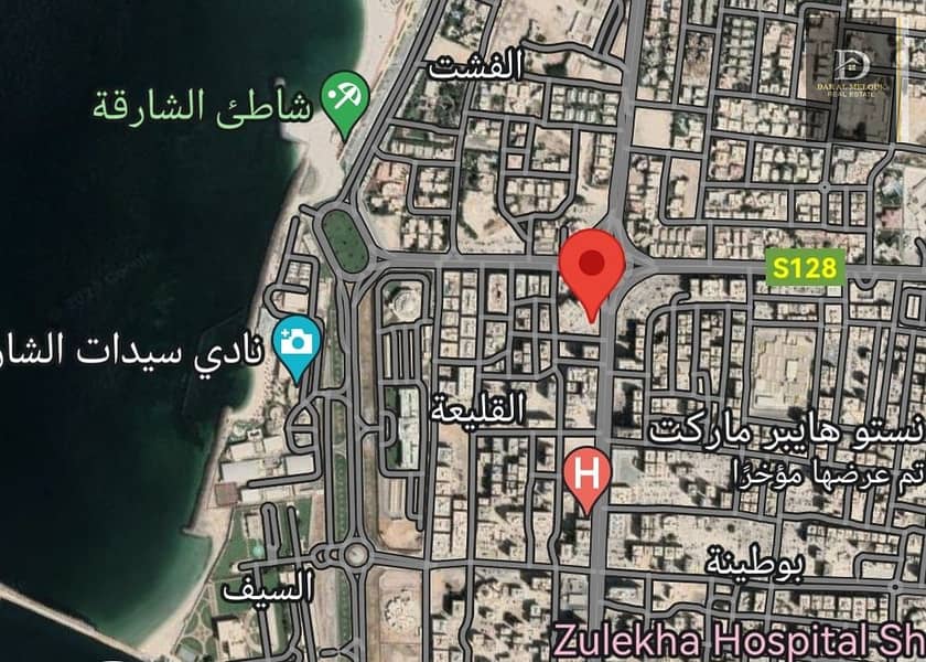 For sale in Sharjah Al-Qaliya area Residential commercial land A privileged location near the Sharjah Corniche