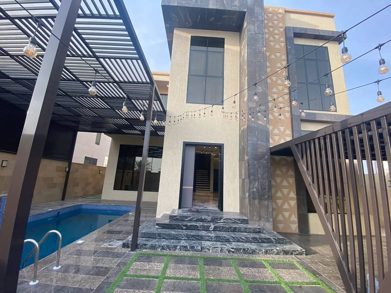 An opportunity for rent in the Emirate of Ajman Villa with annex + covered swimming pool