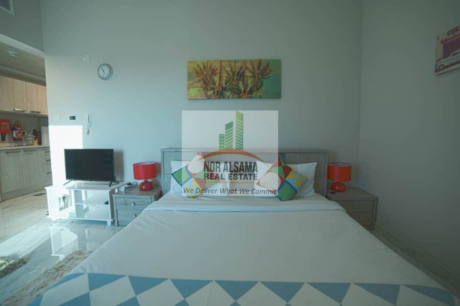 FULLY FURNISHED !! STUDIO WITH BALCONY SWIMMING POOL, GYM AND PARKING JUST 28000/