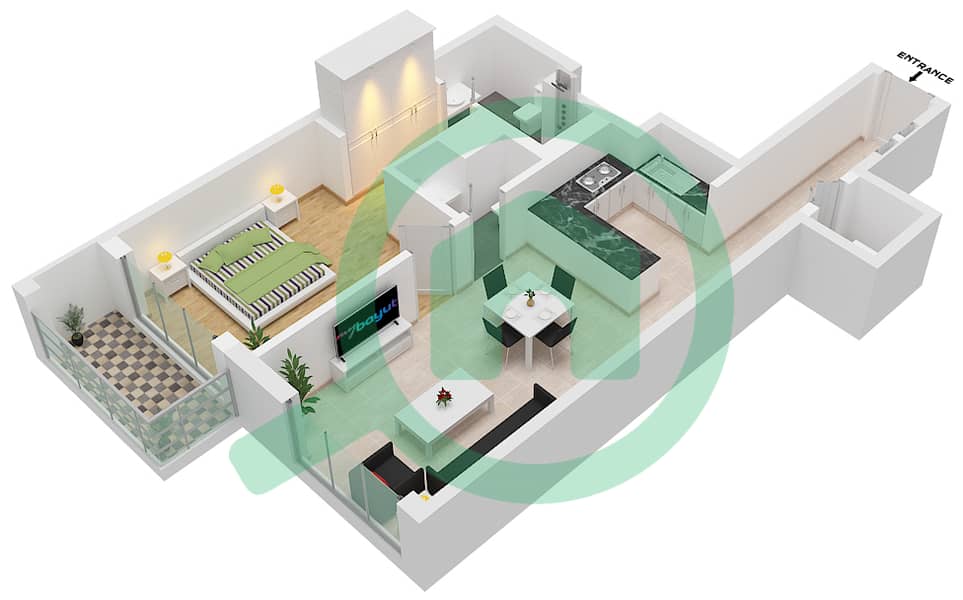 330 Riverside Crescent - 1 Bedroom Apartment Type C-FLOOR 08-16,21-29,33-41 Floor plan interactive3D