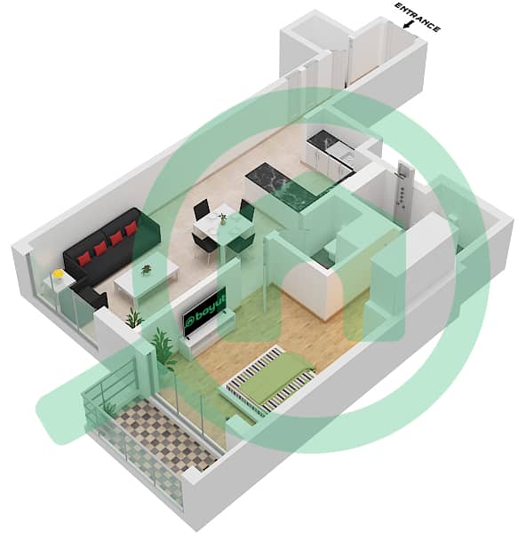 330 Riverside Crescent - 1 Bedroom Apartment Type C (VARIANT 1)-FLOOR 08-16 Floor plan interactive3D