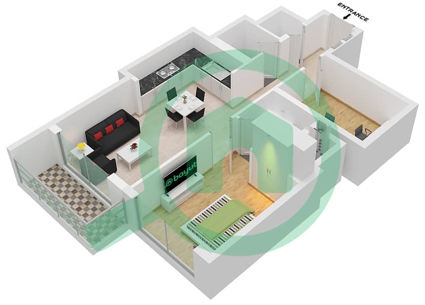 330 Riverside Crescent - 1 Bedroom Apartment Type C-FLOOR 08-17,21-29,33-42 Floor plan C-Floor 08-17,21-29,33-42 interactive3D