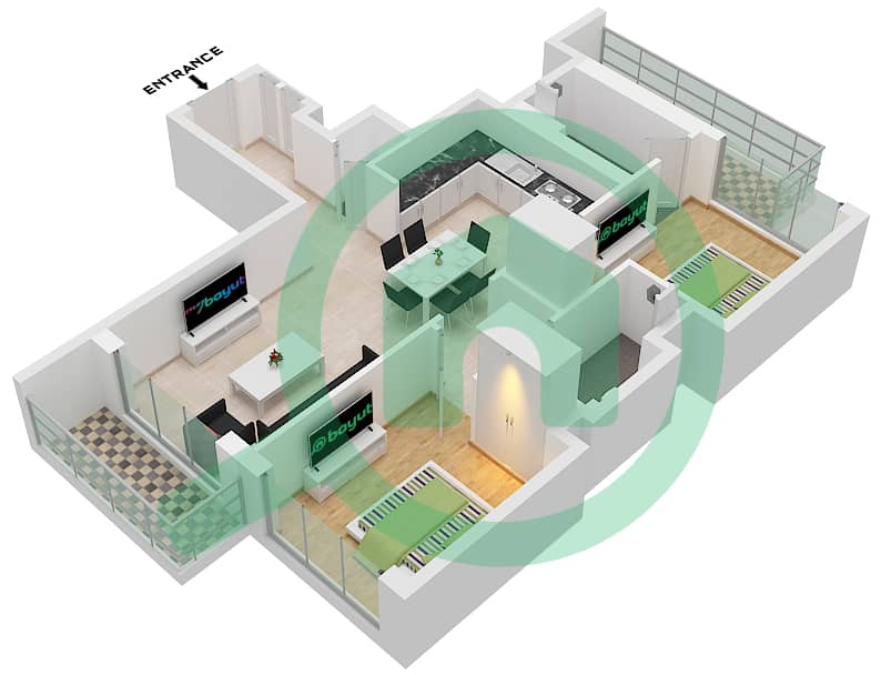 330 Riverside Crescent - 2 Bedroom Apartment Type A-FLOOR 08-17,21-29,33-42 Floor plan interactive3D